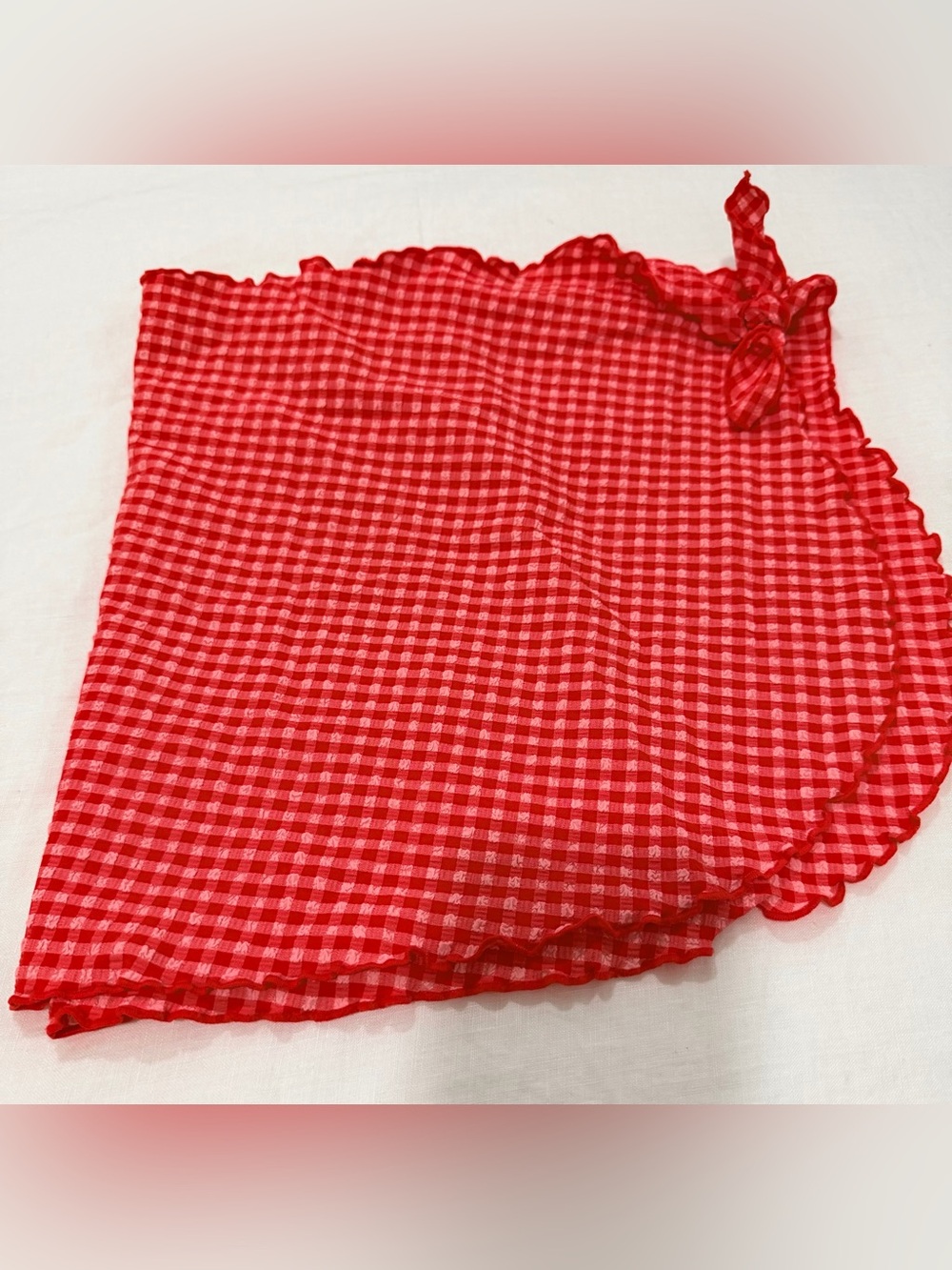 wild fable Red Gingham Strapless Tube Top with Side Tie